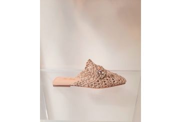 Niedrige Damen-Sabot aus Bast - BEIGE