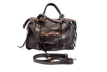 Sac en cuir lavé avec poche frontale. Fabrication artisanale - MARRON