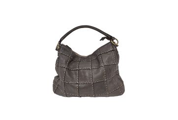 Sac en cuir lavé avec couture gaufrée à la main - BRUN